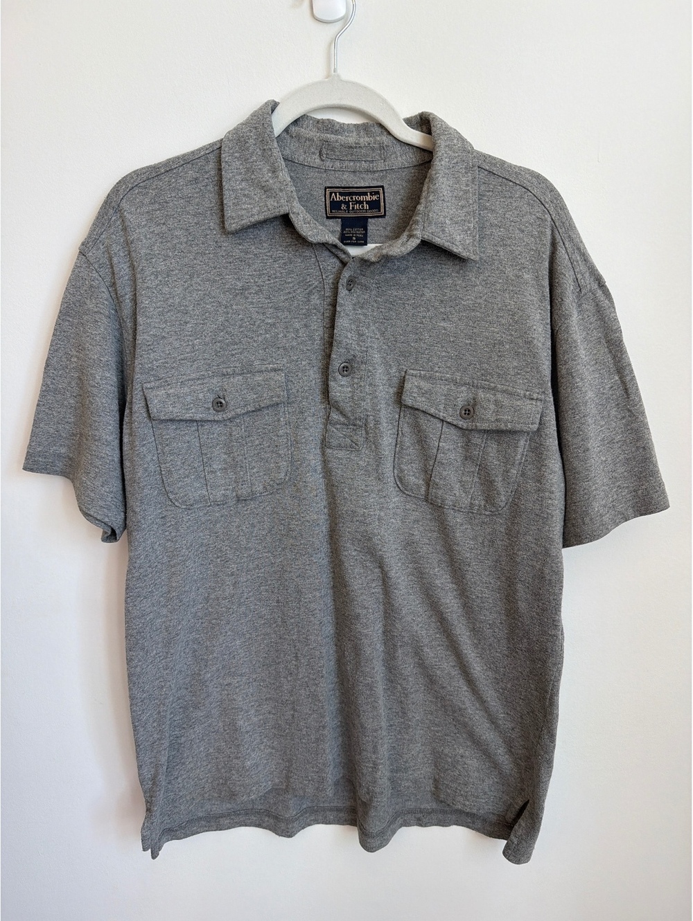 Abercrombie & Fitch Vintage Polo Shirt Grey Y2K Short Sleeve Size S